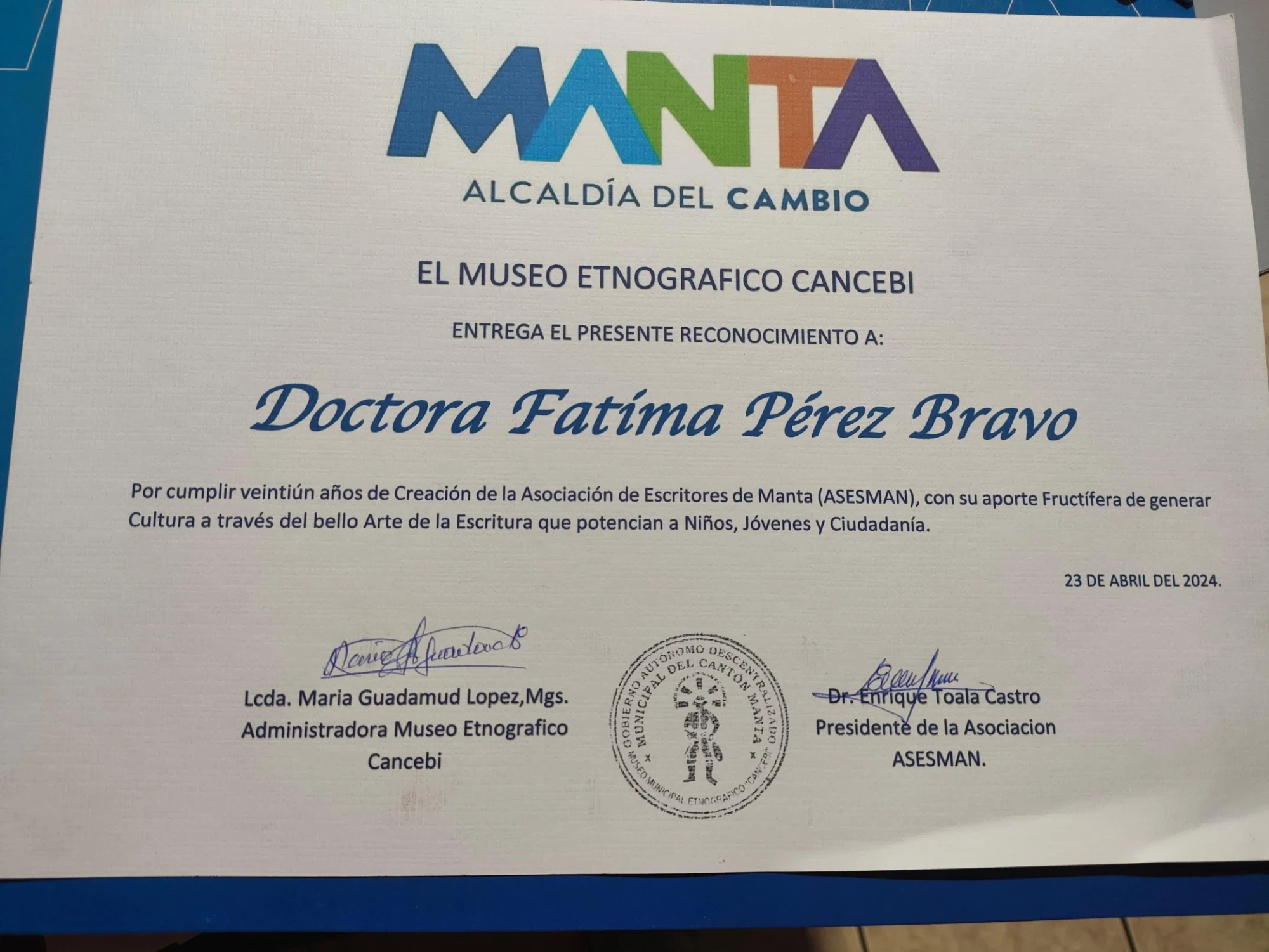 21 años de ASESMAN. Museo Etnográfico Cancebi, Manta · 2024