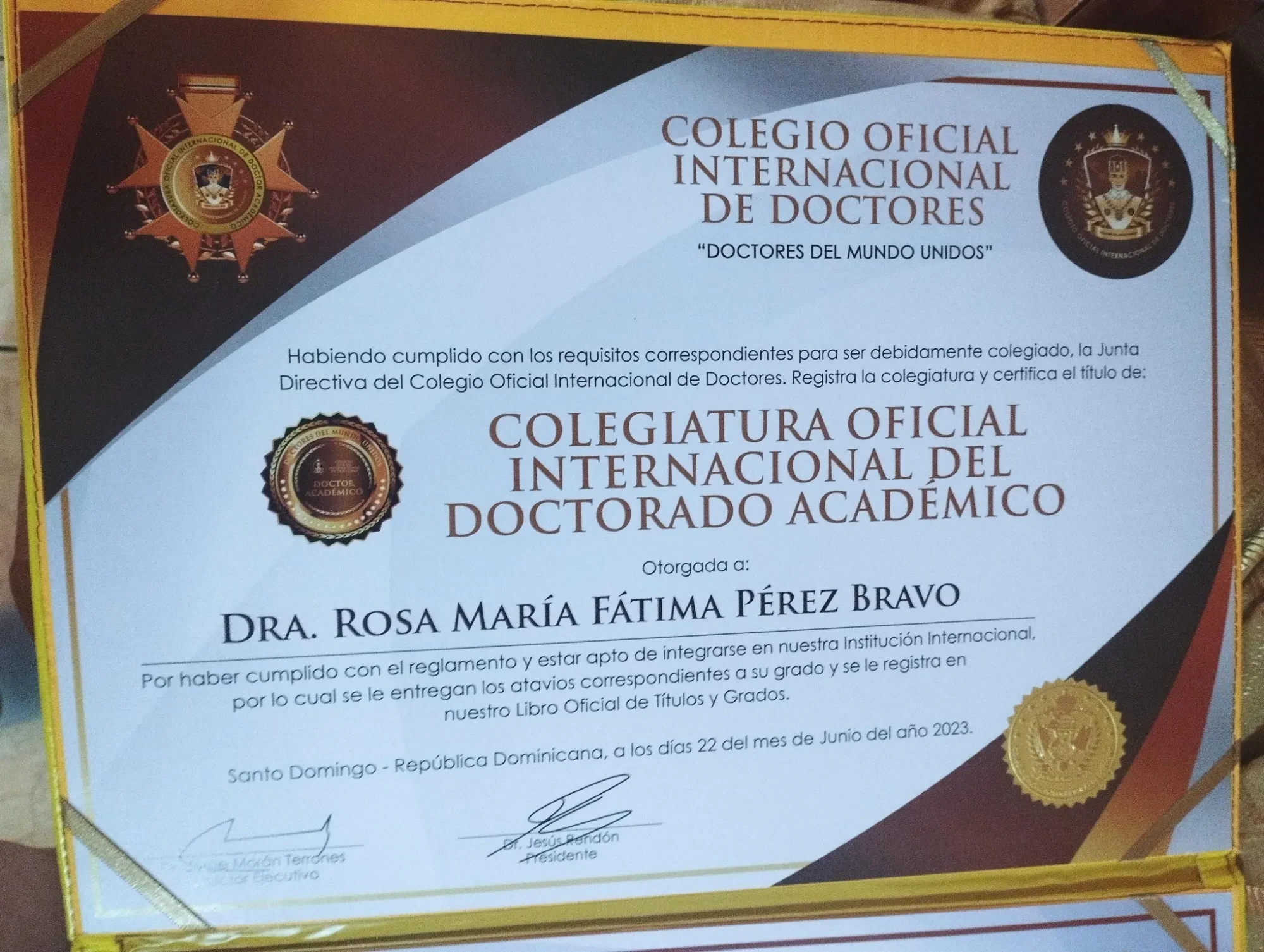 Colegiatura del Doctorado Académico. Santo Domingo · 2023