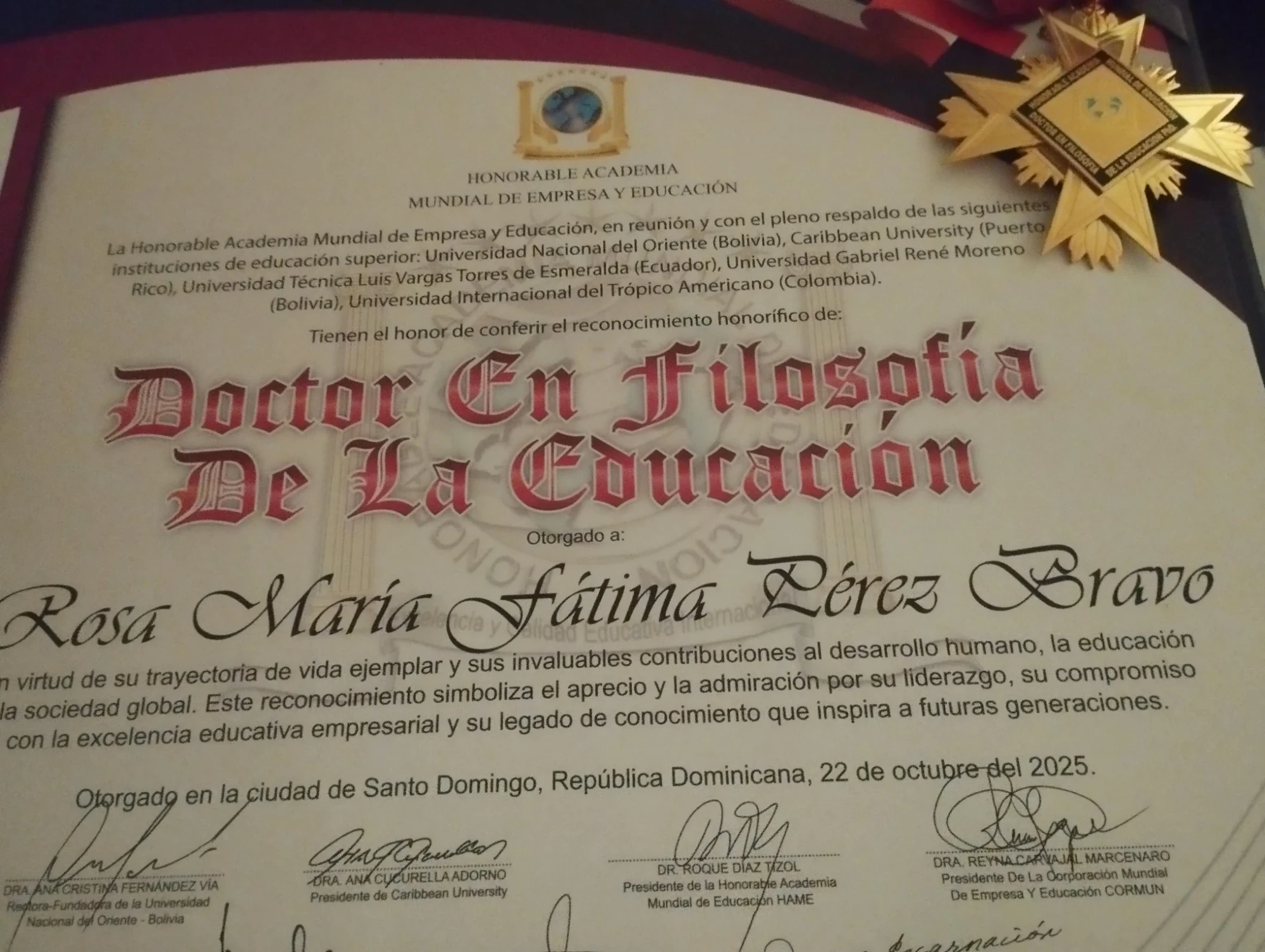 Doctor en Filosofía de la Educación. Santo Domingo · 2025